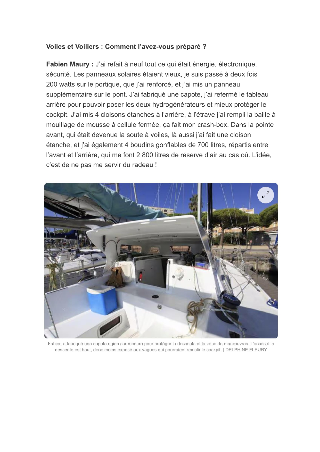 Article du journal Voile et Voilier 09/2024